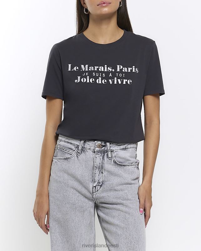 kehakate hall naised River Island graafiline t-särk 44TLL333