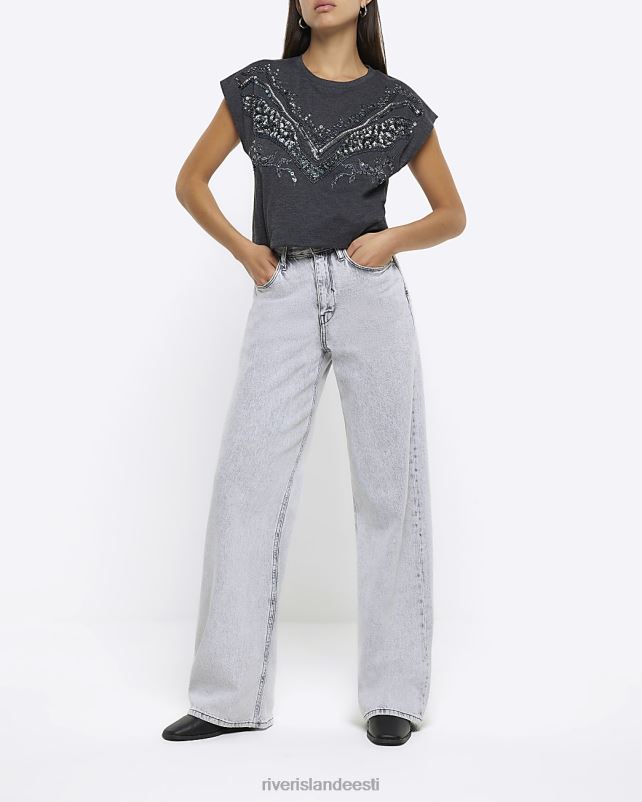 kehakate hall naised River Island litritega detailidega T-särk 44TLL3755