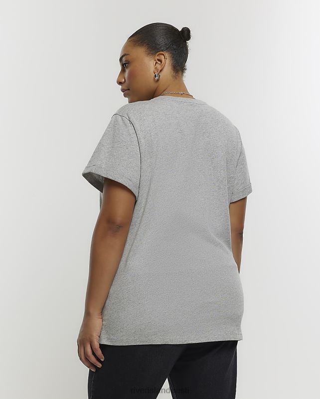 kehakate hall naised River Island pluss rullitud varrukatega T-särk 44TLL2217