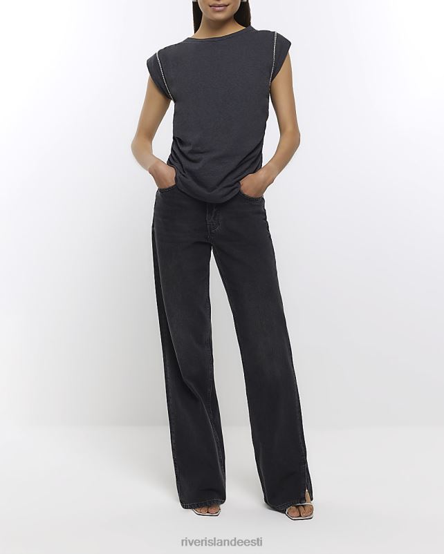 kehakate hall naised River Island teemante äärisega t-särk 44TLL1599