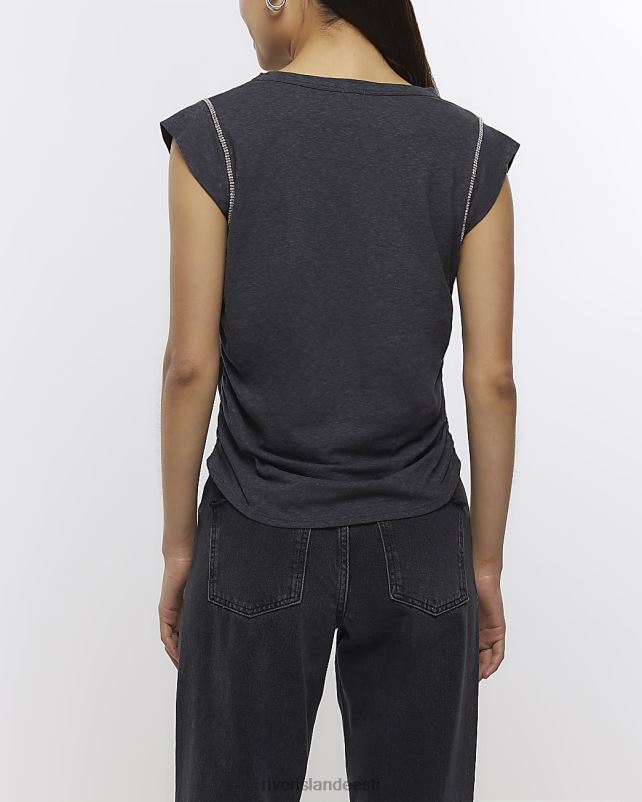 kehakate hall naised River Island teemante äärisega t-särk 44TLL1599