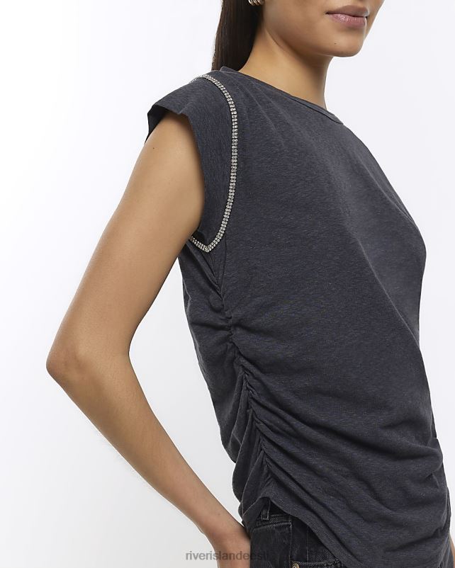 kehakate hall naised River Island teemante äärisega t-särk 44TLL1599