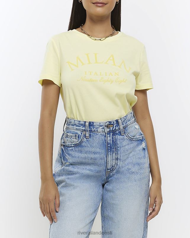 kehakate kollane naised River Island graafiline t-särk 44TLL4170