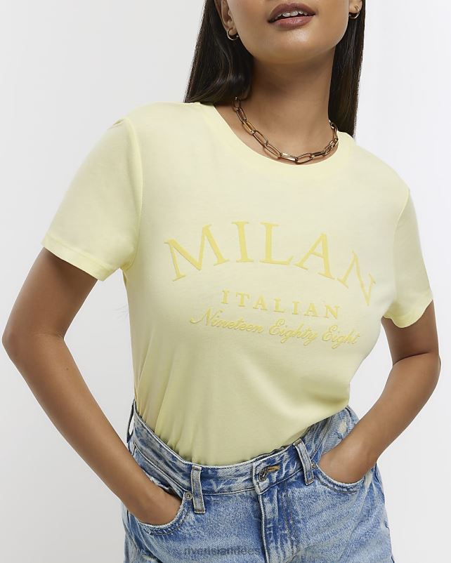 kehakate kollane naised River Island graafiline t-särk 44TLL4170