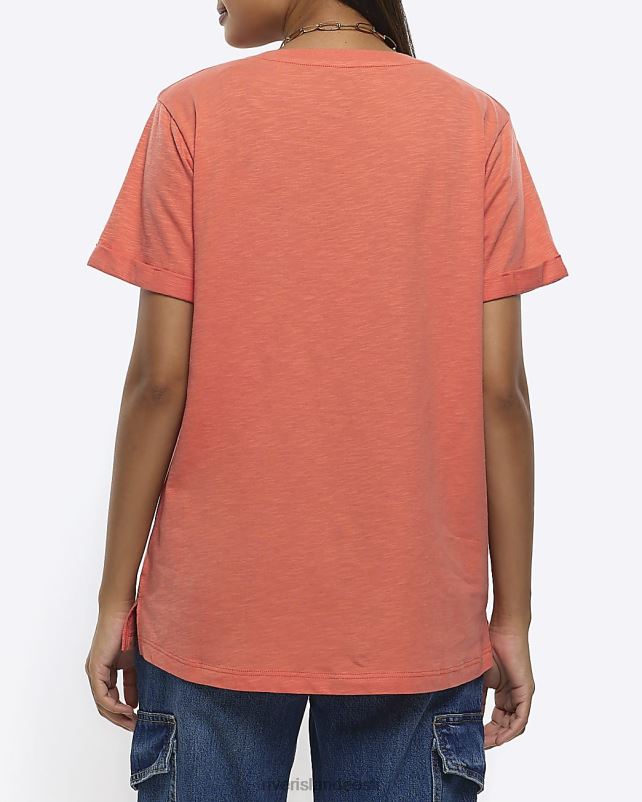 kehakate korallid naised River Island rullitud varrukatega t-särk 44TLL701