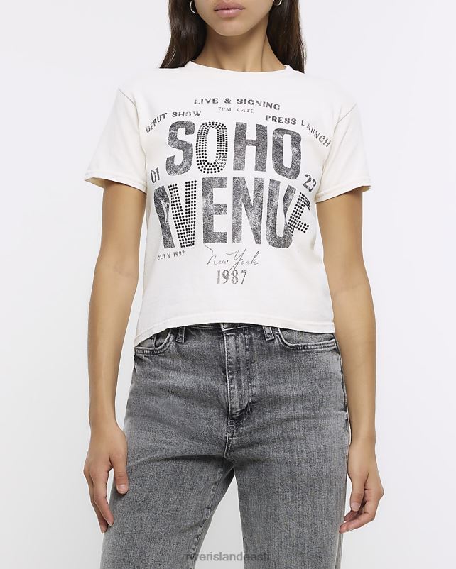 kehakate kreem naised River Island graafiline t-särk 44TLL4192