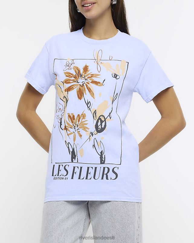 kehakate lilla naised River Island lilleline graafiline T-särk 44TLL338