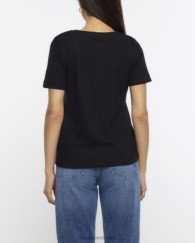 kehakate must naised River Island lilleline graafiline T-särk 44TLL112