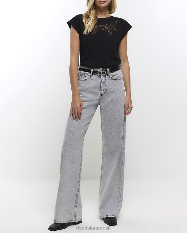 kehakate must naised River Island pitsdetailidega T-särk 44TLL4042