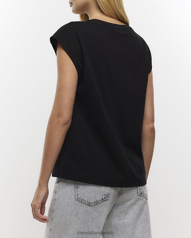 kehakate must naised River Island pitsdetailidega T-särk 44TLL4042