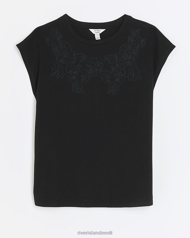 kehakate must naised River Island pitsdetailidega T-särk 44TLL4042