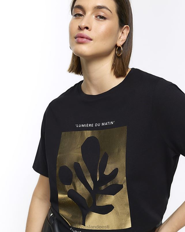 kehakate must naised River Island pluss graafiline t-särk 44TLL5037