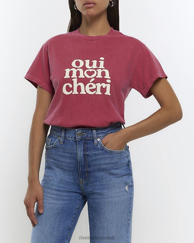 kehakate punane naised River Island graafiline t-särk 44TLL4557