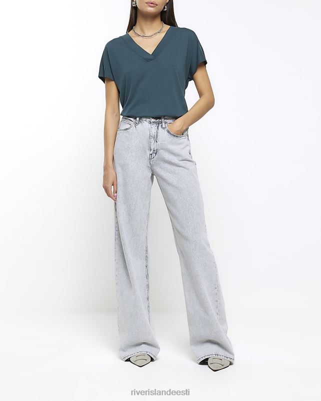 kehakate roheline naised River Island v-kaelusega t-särk 44TLL872