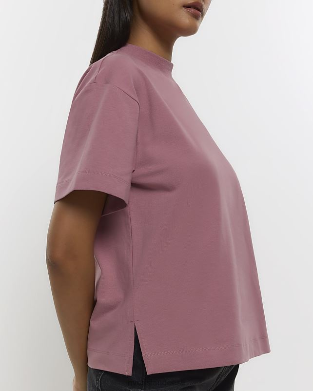 kehakate roosa naised River Island kõrge kaelusega T-särk 44TLL1231