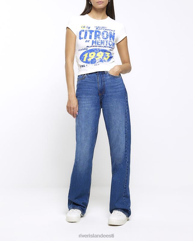 kehakate valge naised River Island graafiline bb-t-särk 44TLL1083