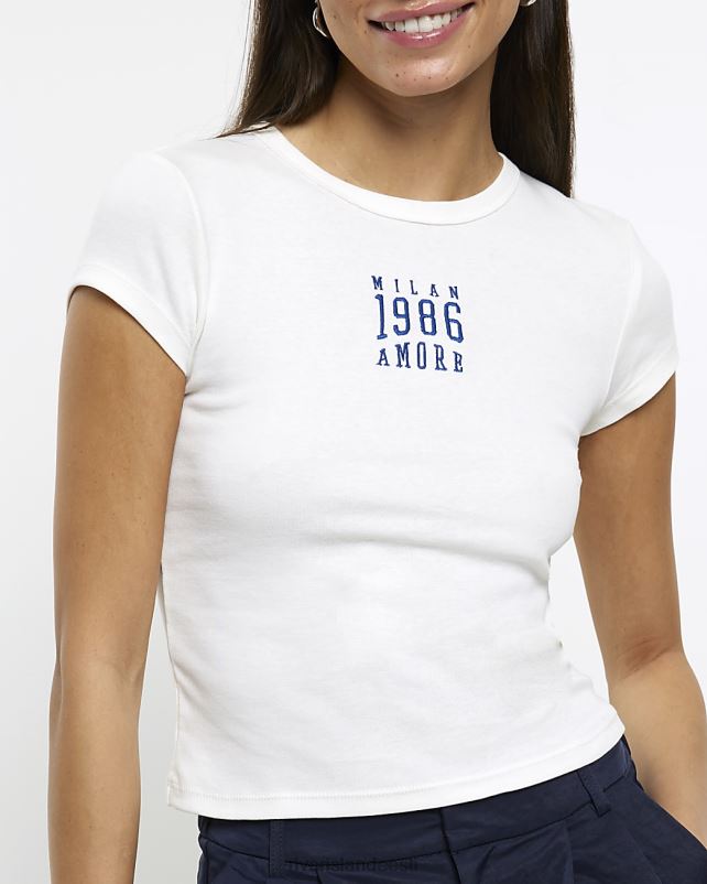 kehakate valge naised River Island graafiline bb-t-särk 44TLL1084