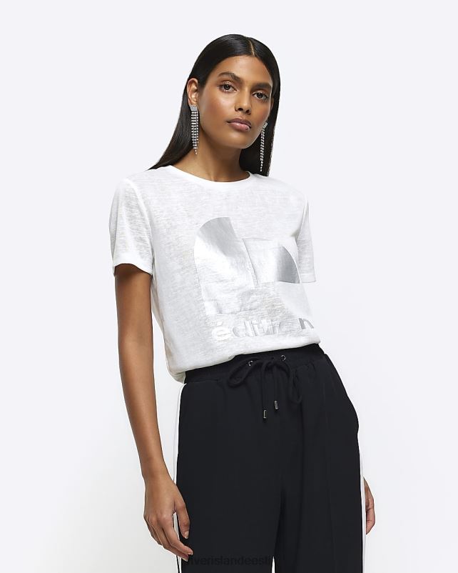 kehakate valge naised River Island graafiline t-särk 44TLL3895