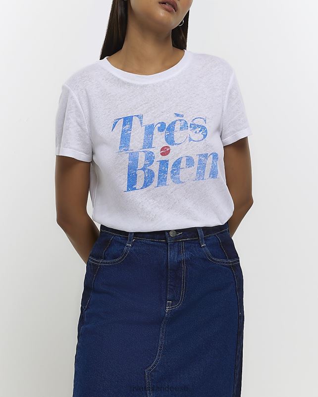 kehakate valge naised River Island graafiline t-särk 44TLL4415