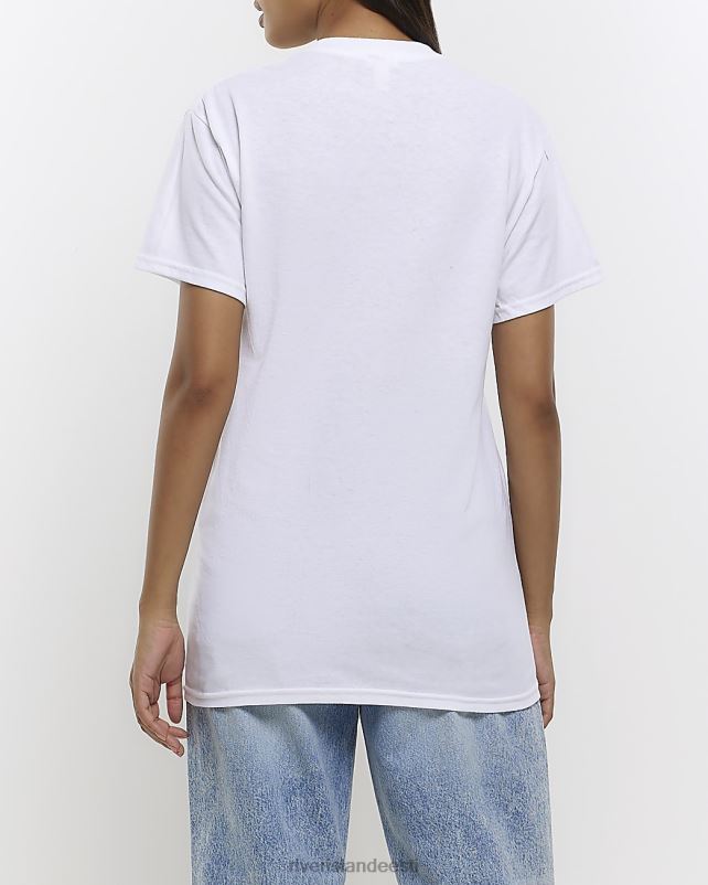 kehakate valge naised River Island graafilise trükiga t-särk 44TLL4600