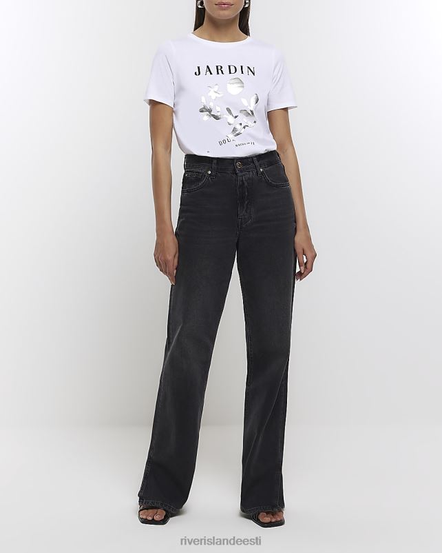 kehakate valge naised River Island graafilise trükiga t-särk 44TLL4671