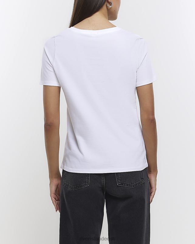 kehakate valge naised River Island graafilise trükiga t-särk 44TLL4671
