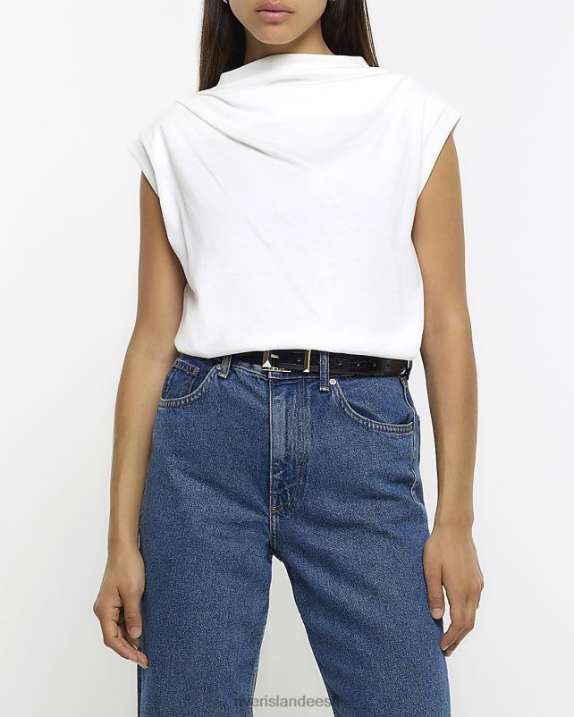 kehakate valge naised River Island kaelusega t-särk 44TLL254