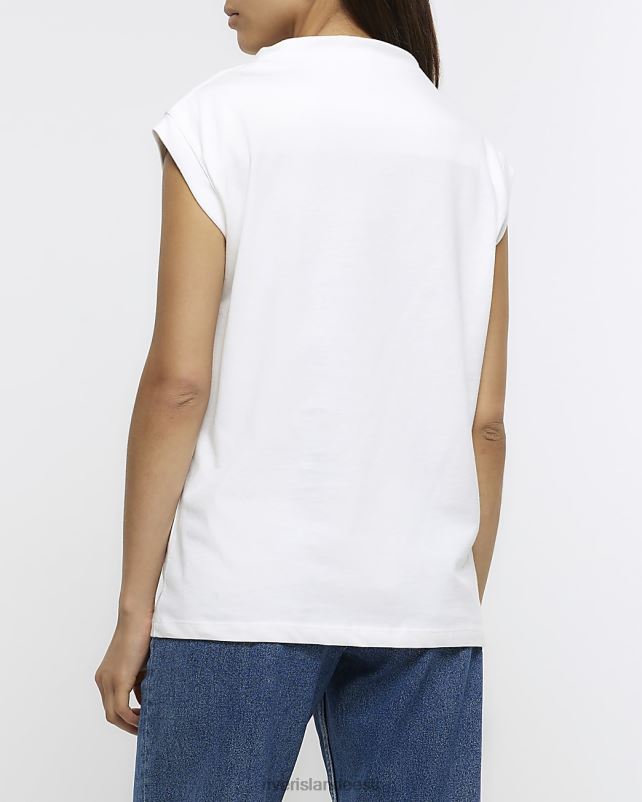 kehakate valge naised River Island kaelusega t-särk 44TLL254