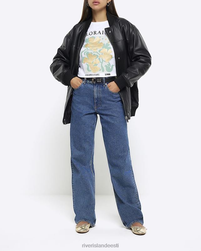 kehakate valge naised River Island lilleline graafiline T-särk 44TLL117