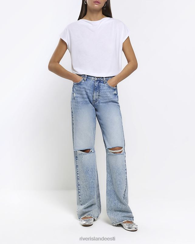 kehakate valge naised River Island paadikaelusega t-särk 44TLL1221