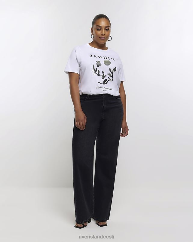 kehakate valge naised River Island pluss graafiline t-särk 44TLL5163