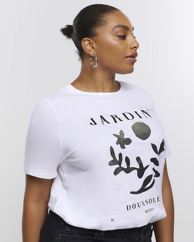 kehakate valge naised River Island pluss graafiline t-särk 44TLL5163