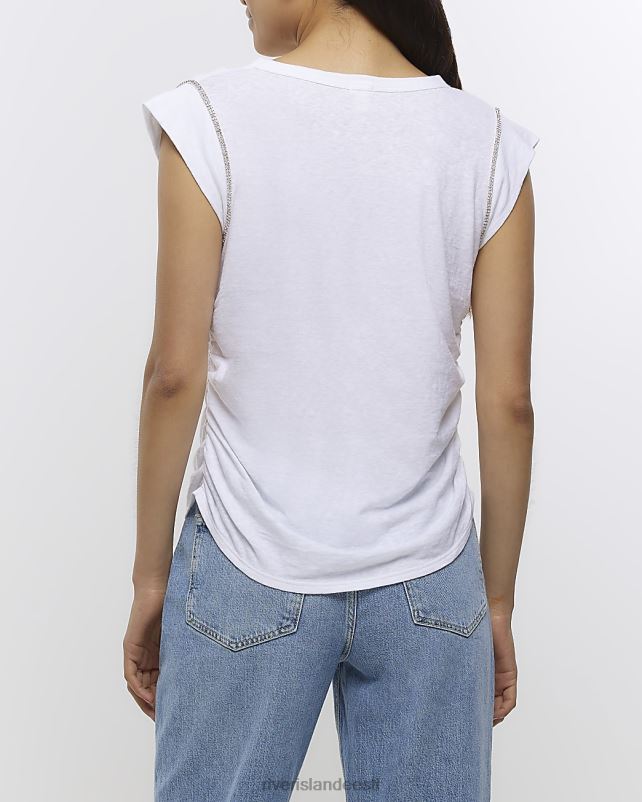 kehakate valge naised River Island teemante äärisega t-särk 44TLL1600