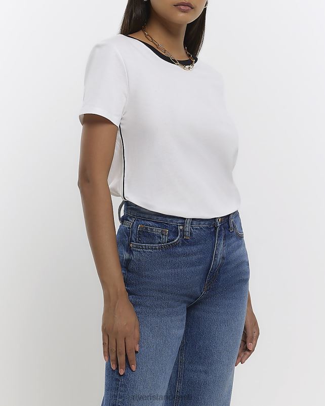 kehakate valge naised River Island teibitud t-särk 44TLL1495