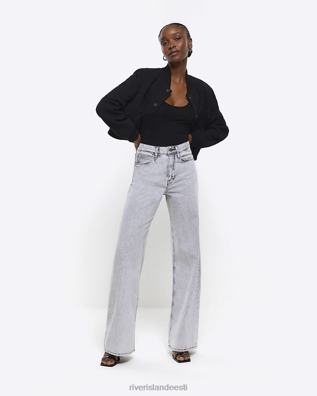 kehakate hall naised River Island kõrge vöökohaga laia säärega teksad 44TLL1263