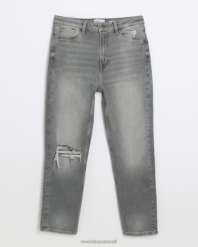 kehakate hall naised River Island rebitud kõrge vöökohaga õhukesed sirged teksad 44TLL4243