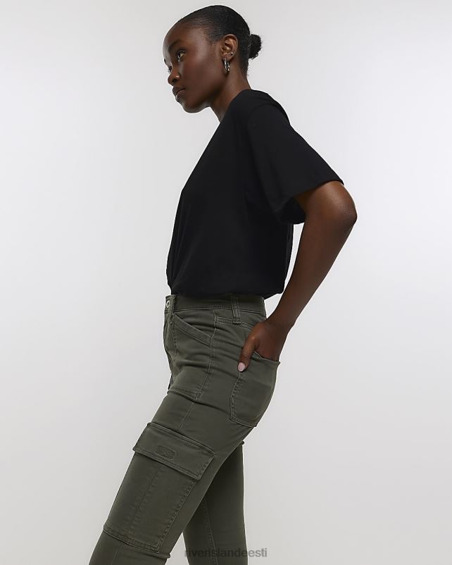 kehakate khaki naised River Island kõrge vöökohaga kõhnad cargo jeggings 44TLL4304