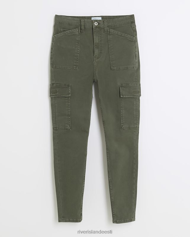 kehakate khaki naised River Island kõrge vöökohaga kõhnad cargo jeggings 44TLL4304