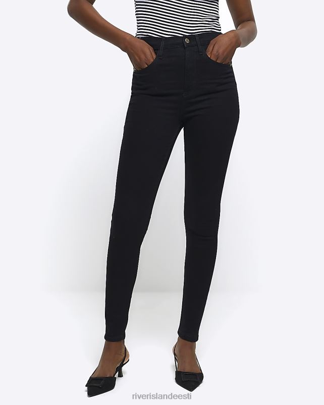 kehakate must naised River Island kõrgel kõrgusel kujundatud kitsad teksad 44TLL4022
