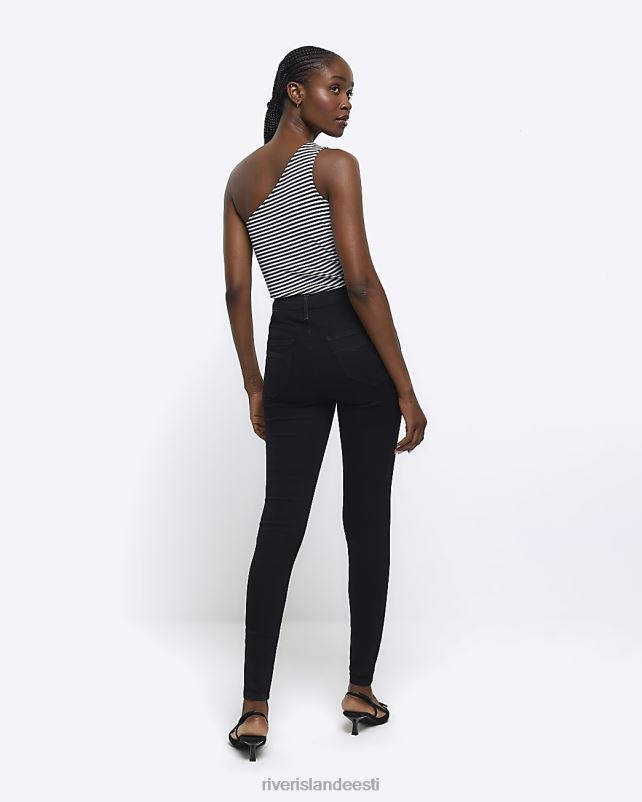 kehakate must naised River Island kõrgel kõrgusel kujundatud kitsad teksad 44TLL4022