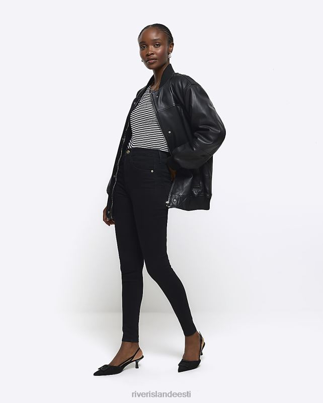 kehakate must naised River Island kõrgel kõrgusel kujundatud kitsad teksad 44TLL4022