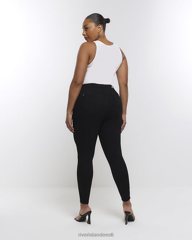kehakate must naised River Island pluss kõrge vöökohaga kitsad teksad 44TLL5144