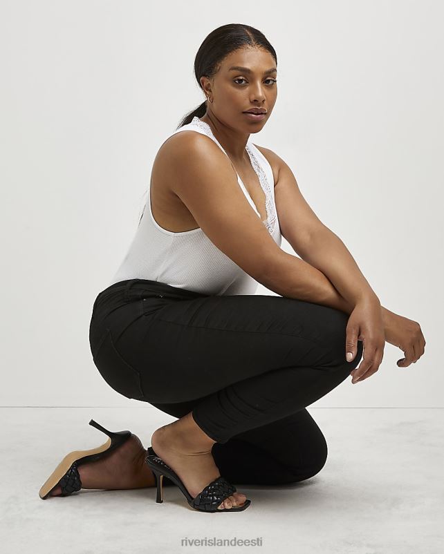 kehakate must naised River Island pluss kõrge vöökohaga kitsad teksad 44TLL5150