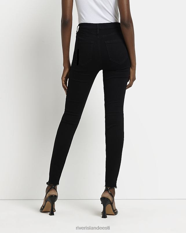 kehakate must naised River Island rebitud kõrge vöökohaga kitsad teksad 44TLL911