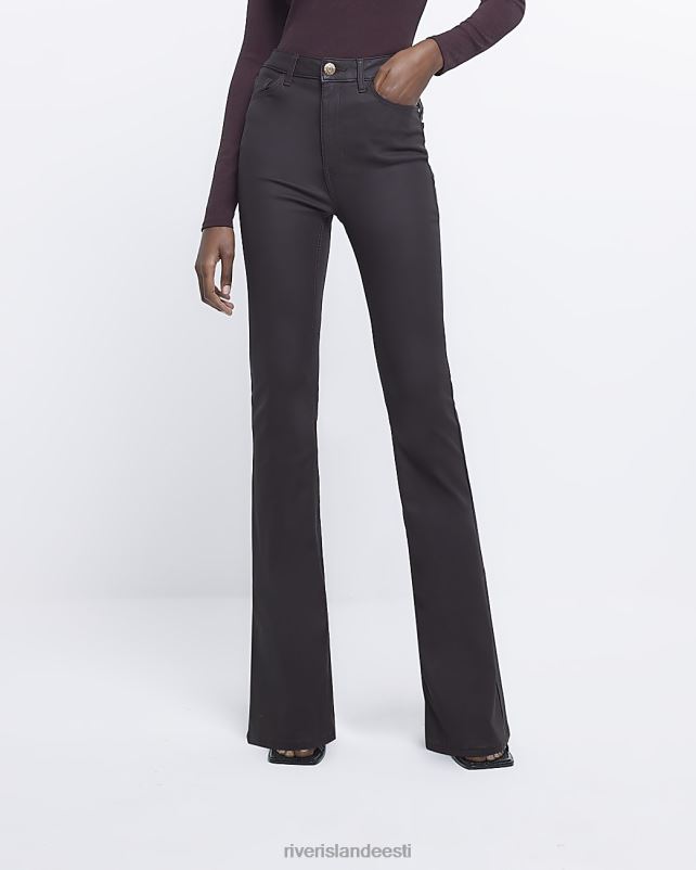 kehakate pruun naised River Island kaetud kõrge vöökohaga laienevad teksad 44TLL2023