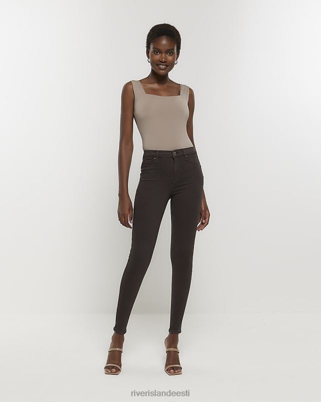 kehakate pruun naised River Island molly mid rise bum sculpt kitsad teksad 44TLL4100