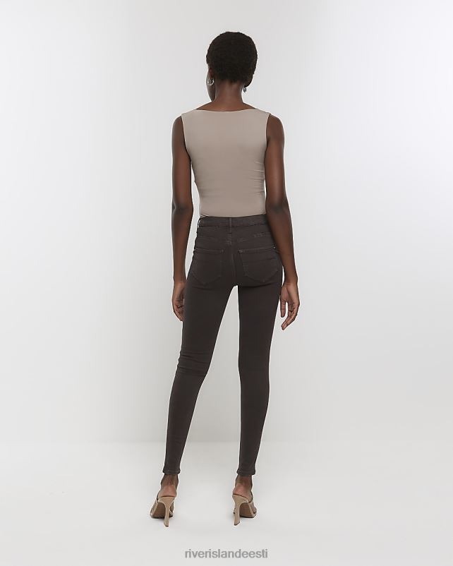 kehakate pruun naised River Island molly mid rise bum sculpt kitsad teksad 44TLL4100