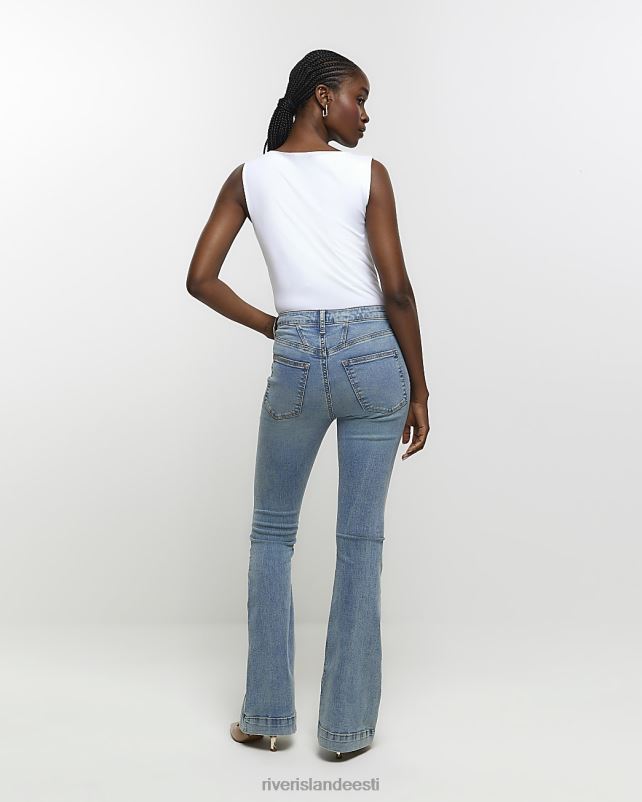 kehakate sinine naised River Island Kõrge vöökohaga kõhukinnitusega teksapüksid 44TLL538