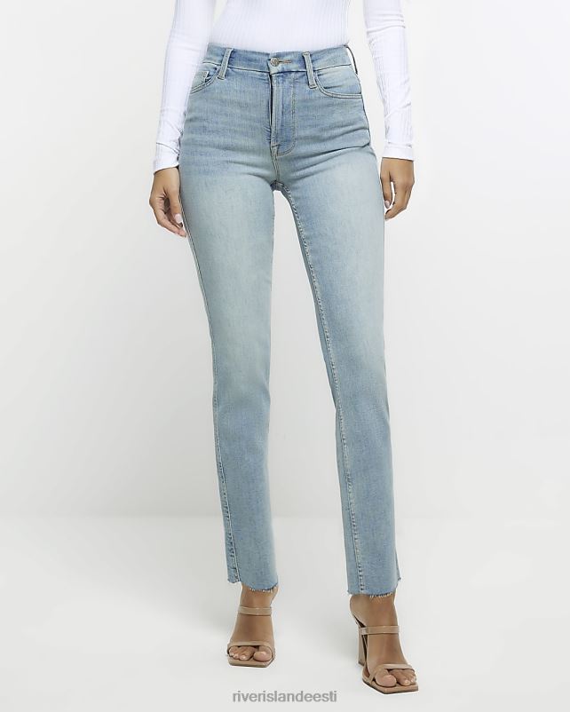 kehakate sinine naised River Island kõrge vöökohaga õhukesed sirge säärega teksad 44TLL1383