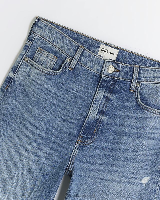 kehakate sinine naised River Island kõrge vöökohaga laia säärega crop teksad 44TLL3801